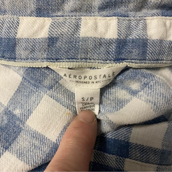 Aeropostale Oversized Boyfriend Button Down Plaid Shirt Distressed SZ SM - Picture 5 of 5